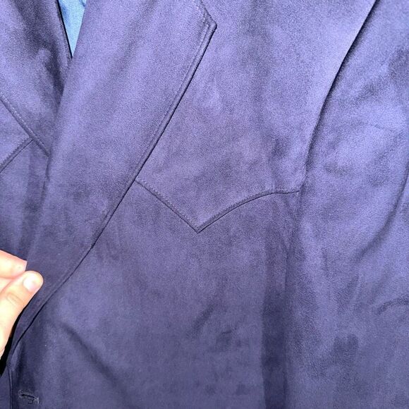 Circle S Navy Sueded Western Cowboy Sportcoat 42R - Picture 8 of 11